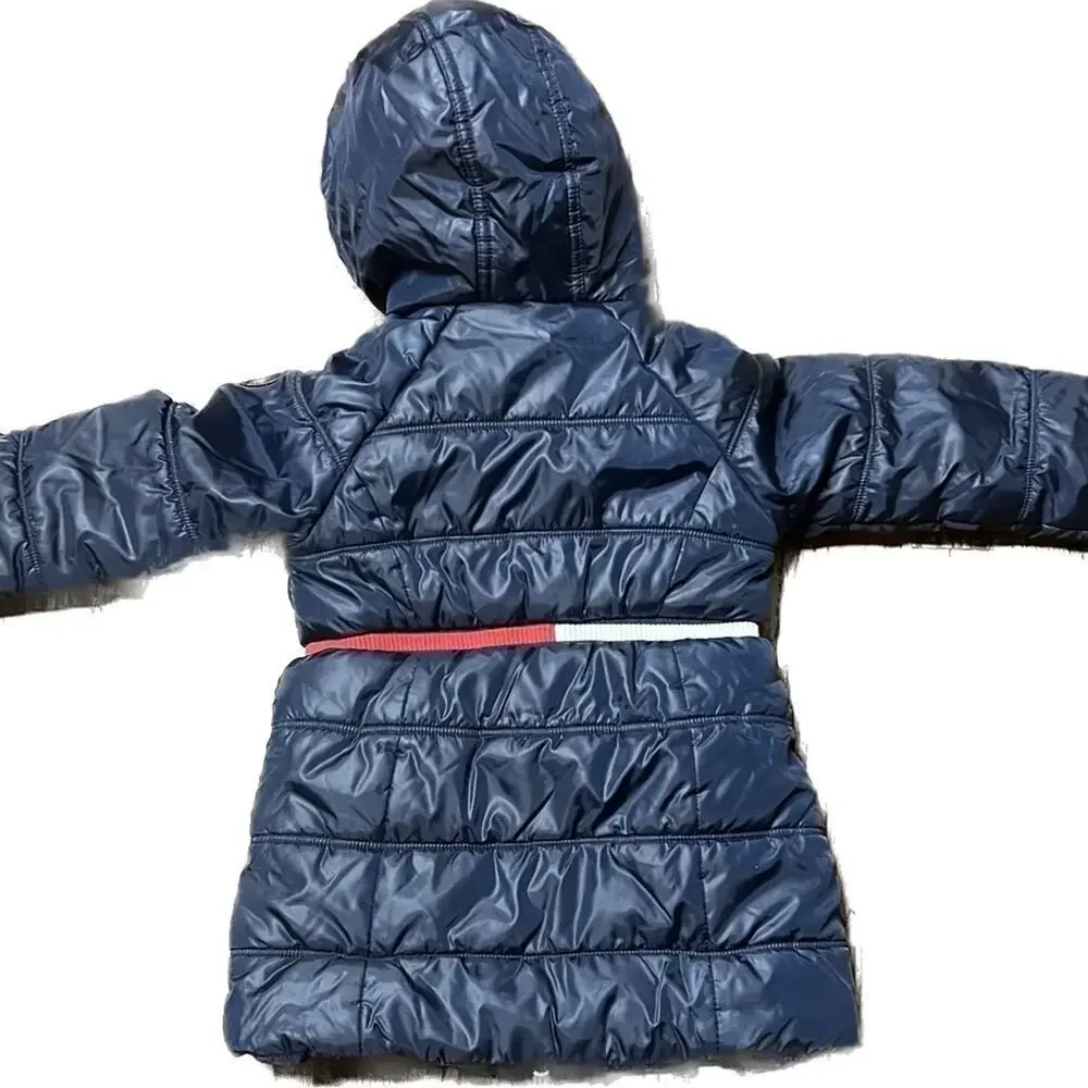 TOMMY HILFIGER GIRLS PUFFER WITH FUR HOOD SIZE 4T MINT